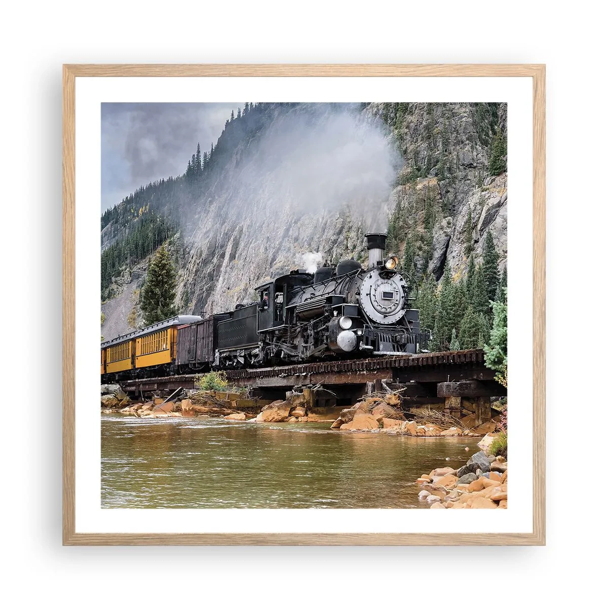 Plagát v ráme zo svetlého duba - A kam to? Kam? - 60x60 cm