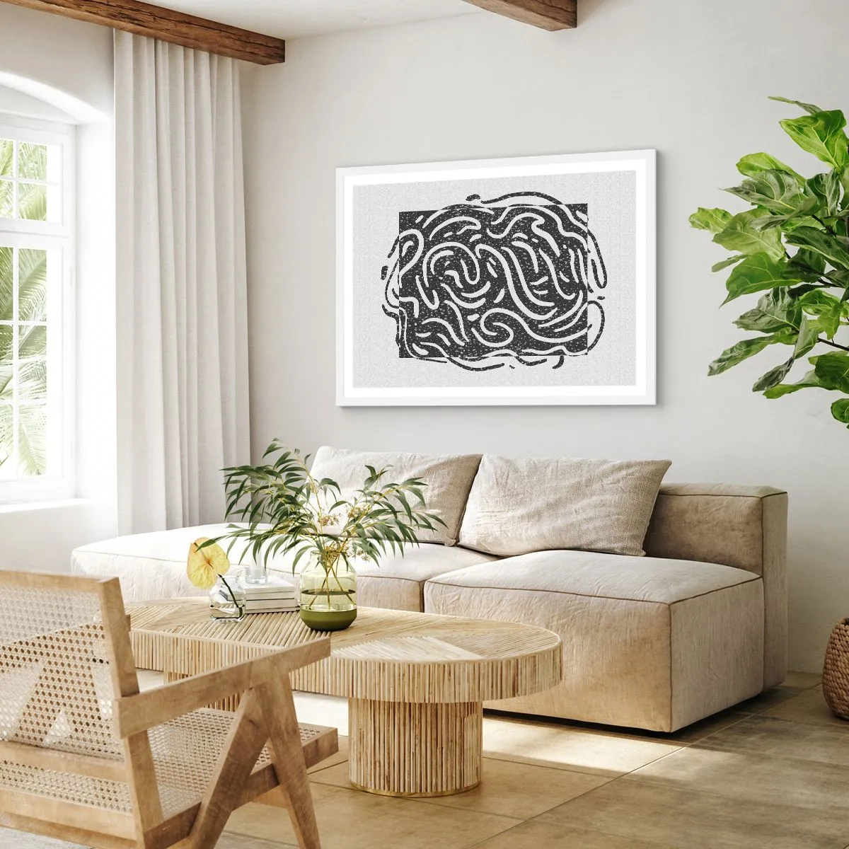 Plagát v bielom ráme - Abstrakcia: tanec radosti - 91x61 cm