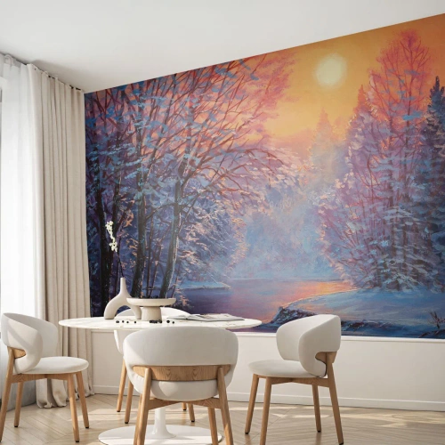 Fototapeta Premium Canvas - Farby zimy - Krajina, Rieka, les - 150x105 cm