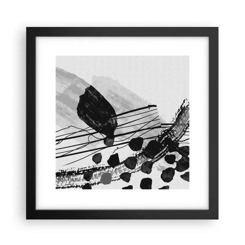 Plagát v čiernom ráme - Čiernobiela organická abstrakcia - 30x30 cm