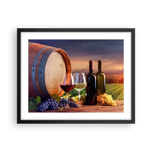 Plagát v čiernom ráme - Tu má život chuť - 50x40 cm