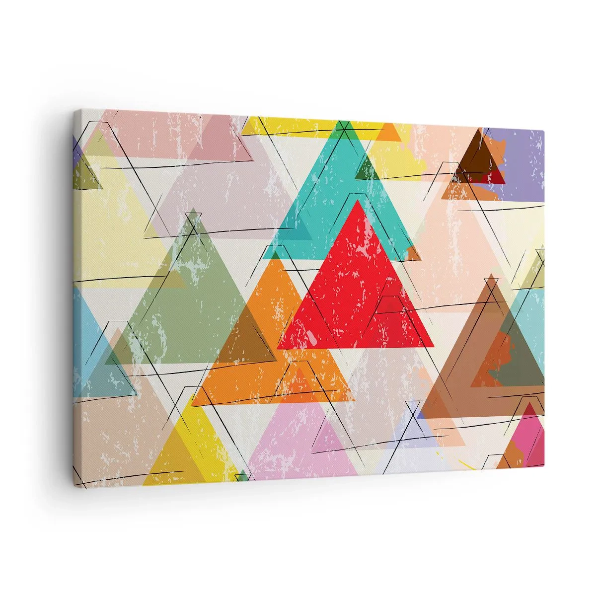 Obraz na plátne - Farebná abstrakcia s geometrickými trojuholníkmi - 70x50cm - Blábolenie - Moderná nástenná dekorácia do obývacej izby a spálne ARTTOR