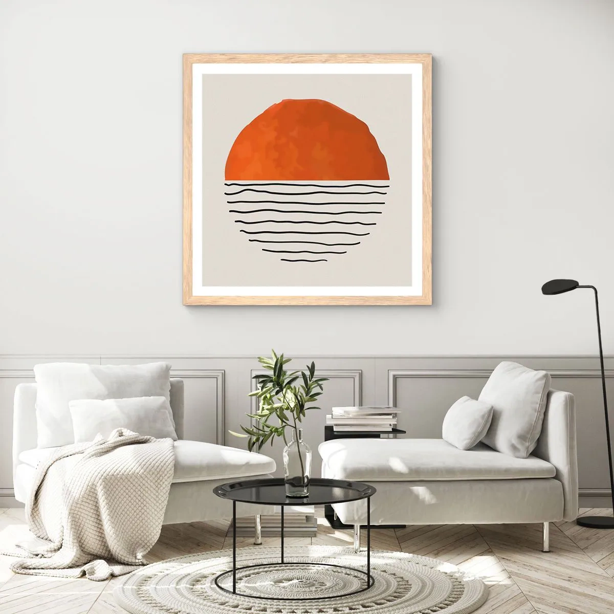 Plagát v ráme zo svetlého duba - V japonskej atmosfére - 60x60 cm