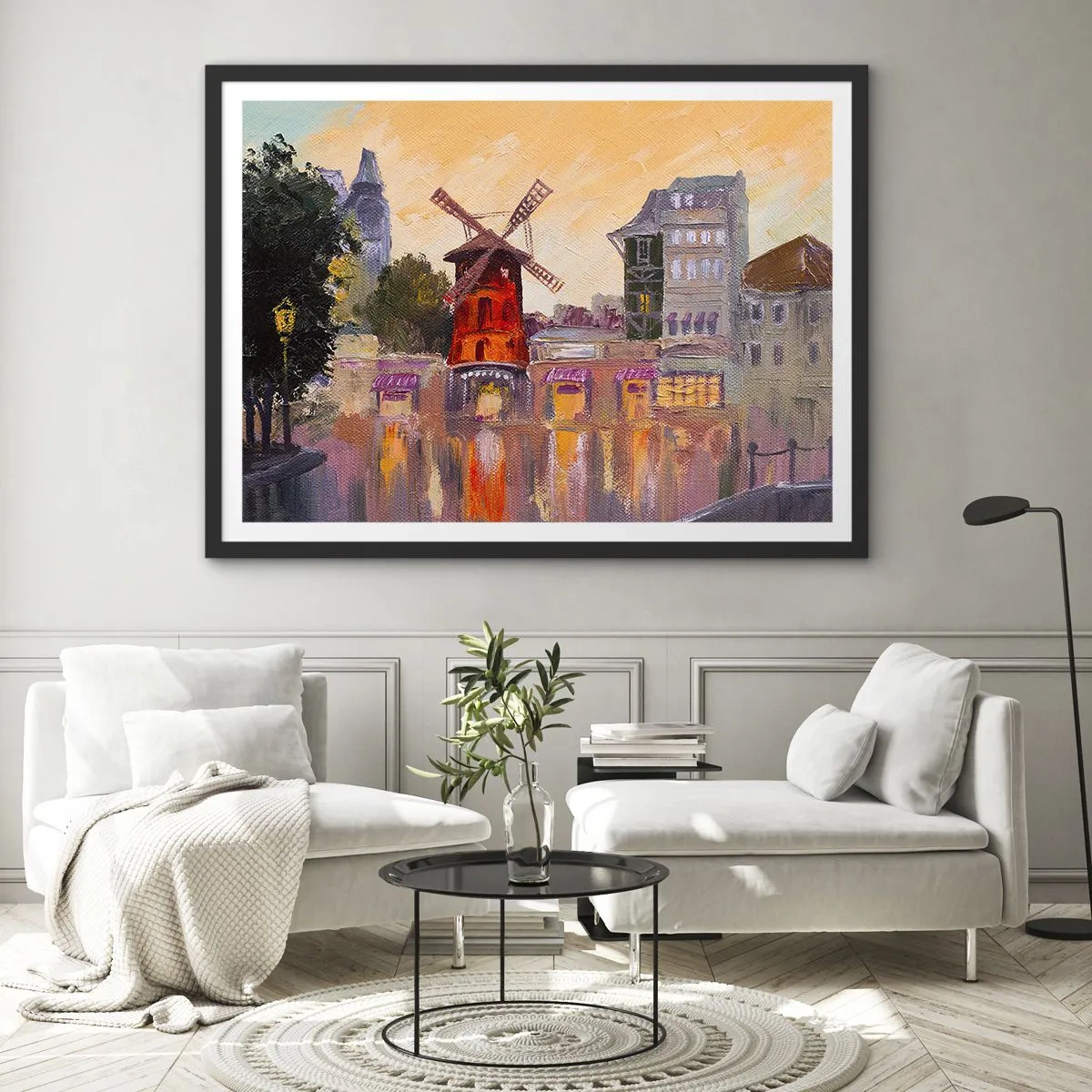 Plagát v čiernom ráme - Parížske ikony – Moulin Rouge - 100x70 cm