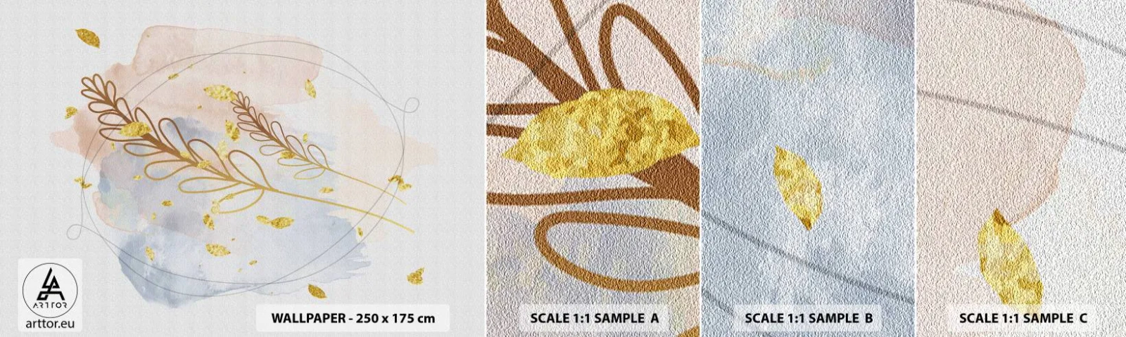 Vzorka Fototapeta Standard Eco - Zlatý závan - Svetlý, Minimalistický, Moderné - 100x30 cm