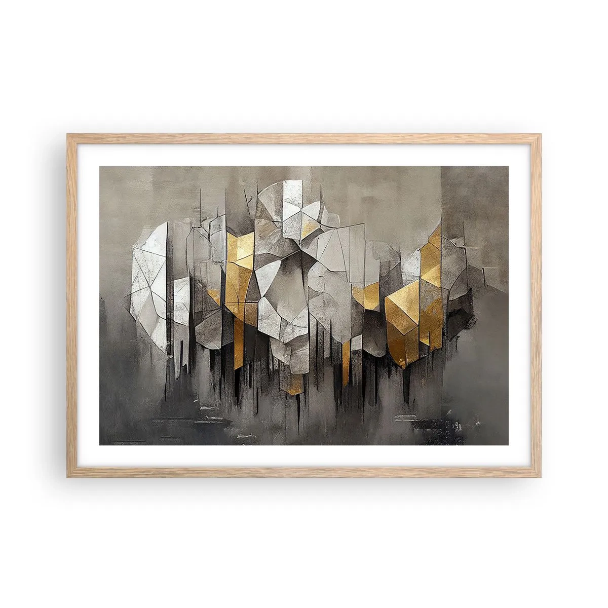 Plagát v ráme zo svetlého duba - Kompozícia z ľadu a svetla - 70x50 cm