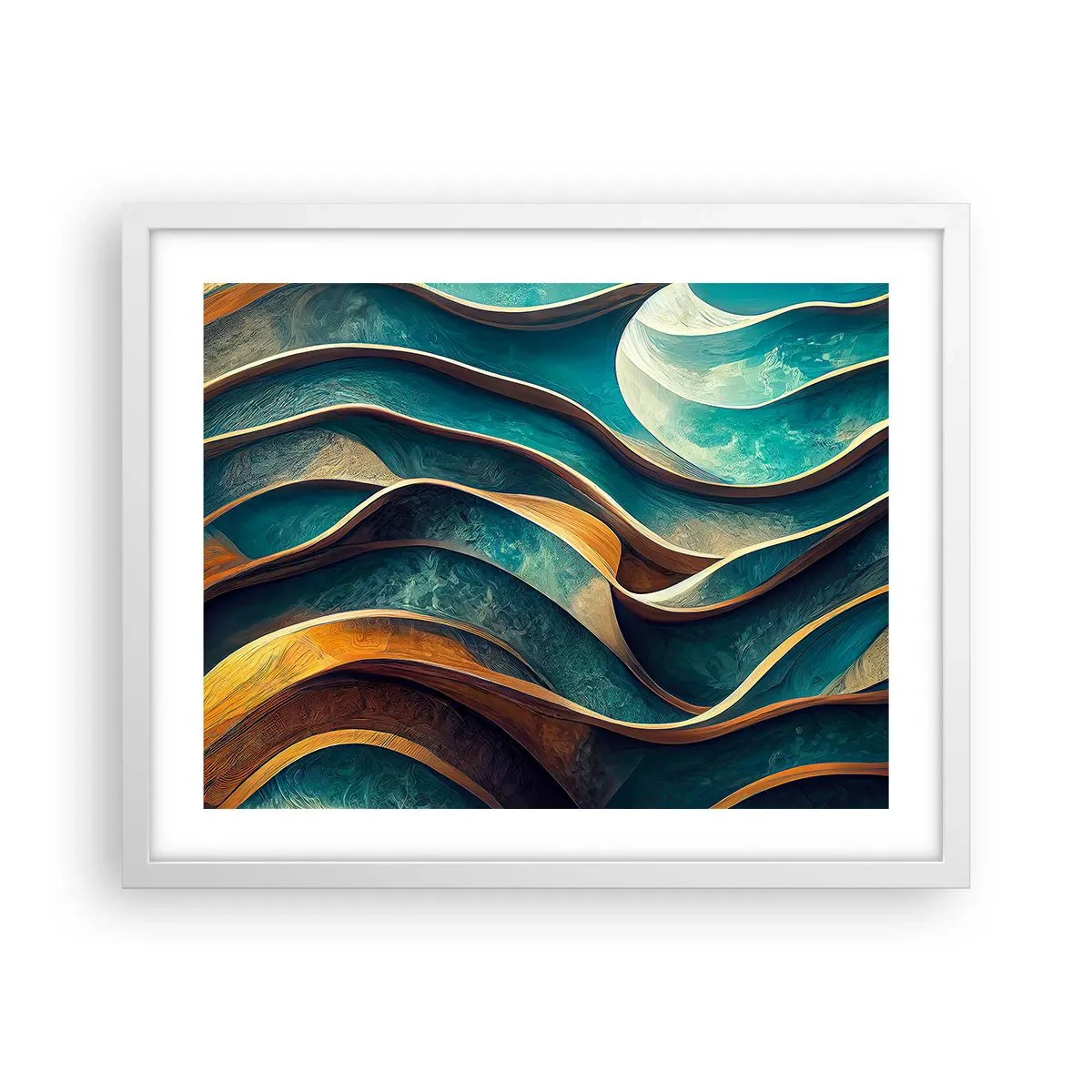 Plagát v bielom ráme - Meandre modrej - 50x40 cm