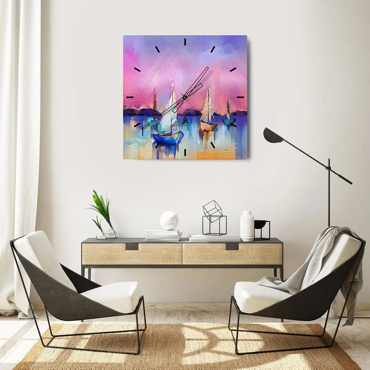 Nástenné hodiny - Smer: široká voda - 40x40 cm