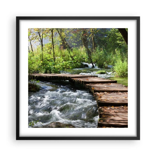 Plagát v čiernom ráme - Pri spenenom vodopáde - 50x50 cm