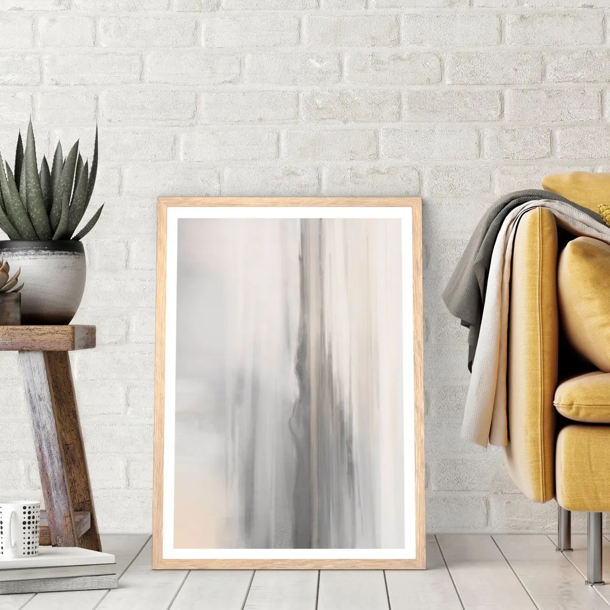 Plagát v ráme zo svetlého duba - Zamyslená diaľka - 50x70 cm