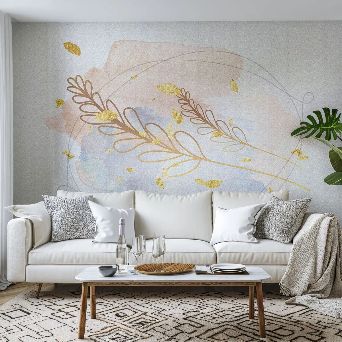 Fototapeta Premium Canvas - Zlatý závan - Svetlý, Minimalistický, Moderné - 250x175 cm