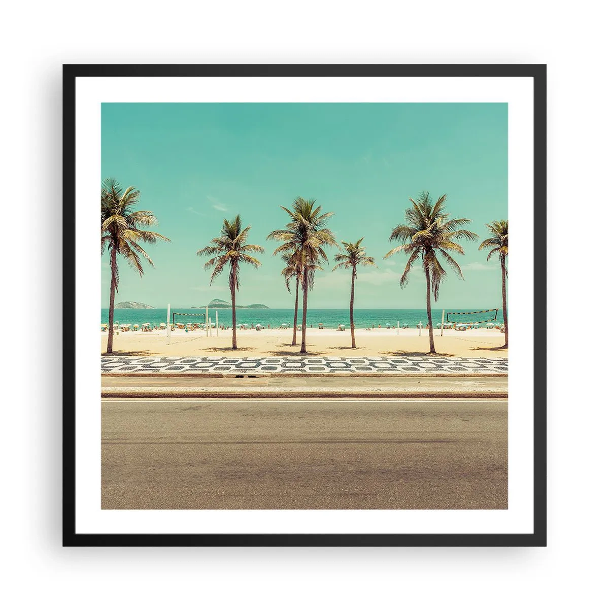 Plagát v čiernom ráme - Stráženie pláže - 60x60 cm