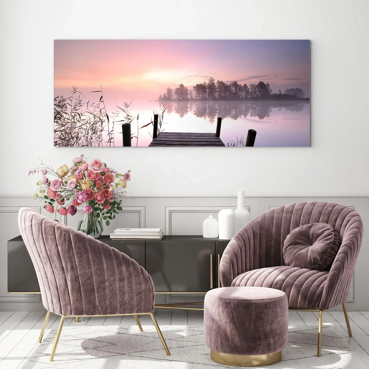 Obraz na skle - Z ľaliovej hmly… - 100x40 cm