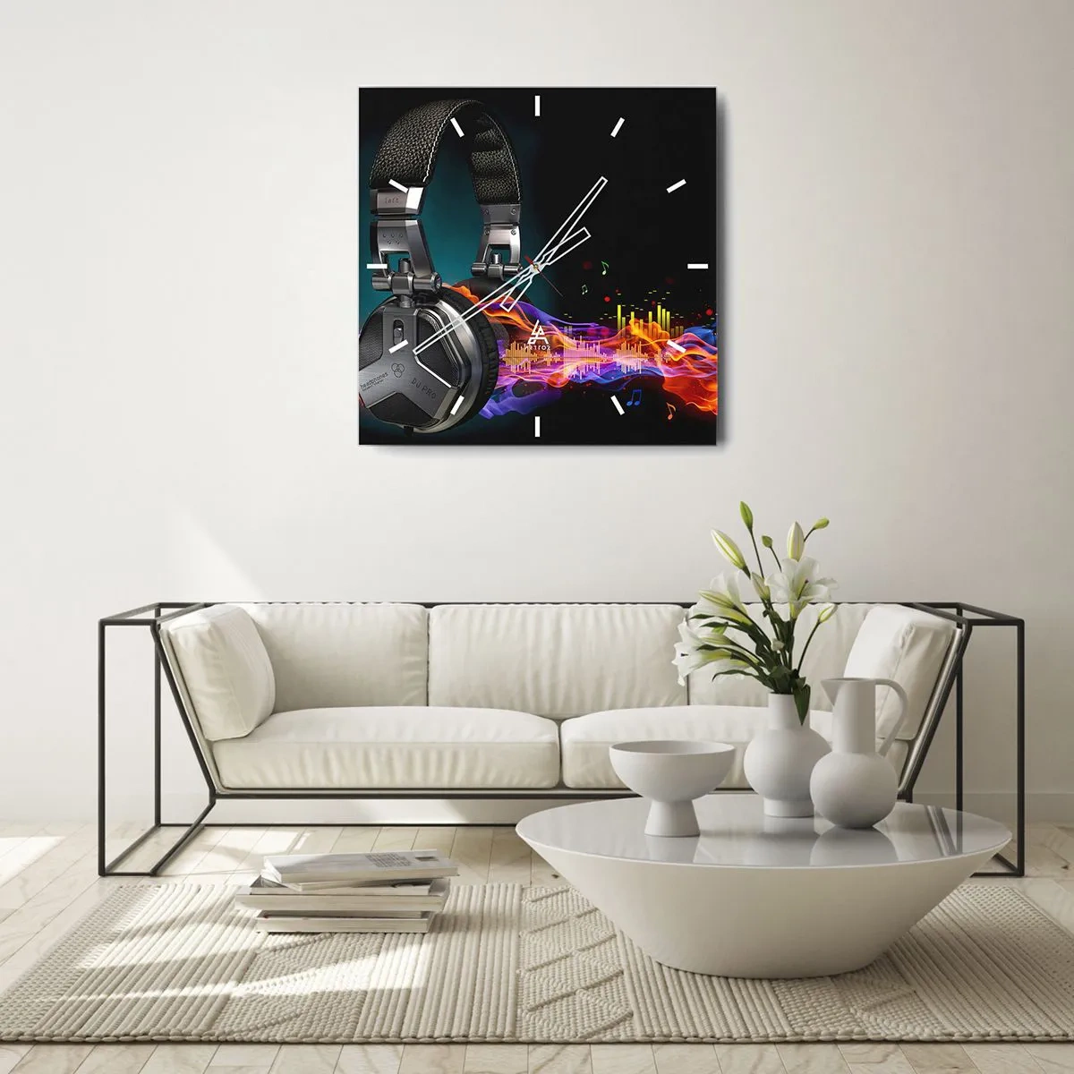 Nástenné hodiny - V ohni hudby - 40x40 cm