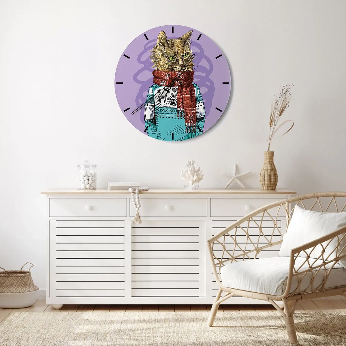 Nástenné hodiny - Mačka nielen v topánkach - 40x40 cm