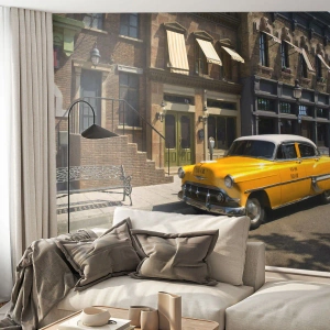 Samolepiaca Fototapeta Deluxe Sticker - Kedysi dávno v Amerike - Mesto, Taxi, New York - 100x70 cm
