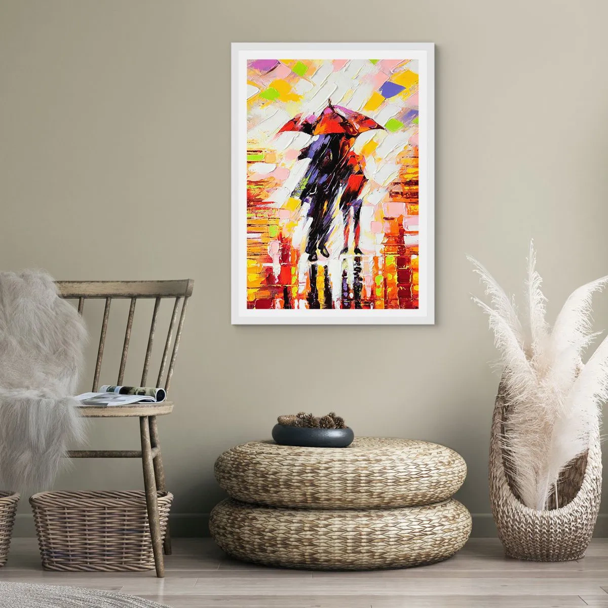 Plagát v bielom ráme - Spoločne cez noc a dážď - 50x70 cm