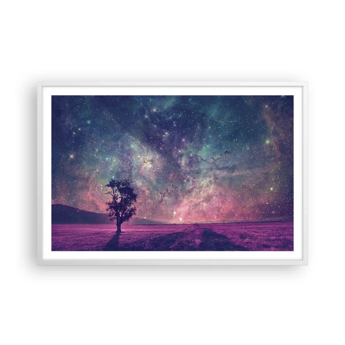 Plagát v bielom ráme - Pod magickou oblohou - 91x61 cm