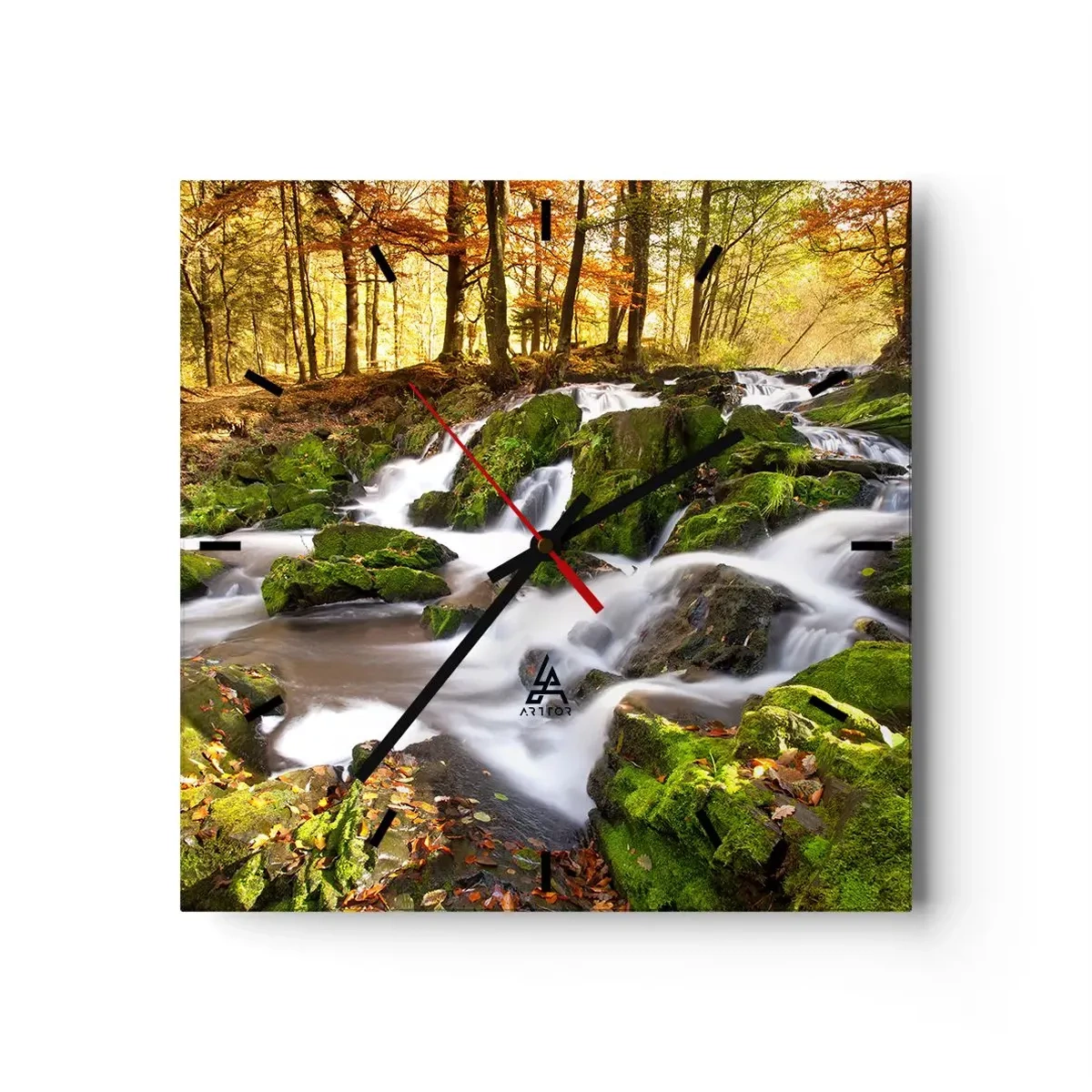 Nástenné hodiny - Chvatom jesenným lesom - 40x40 cm