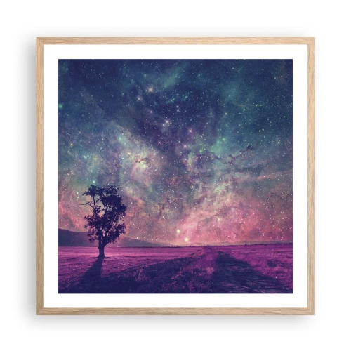 Plagát v ráme zo svetlého duba - Pod magickou oblohou - 60x60 cm