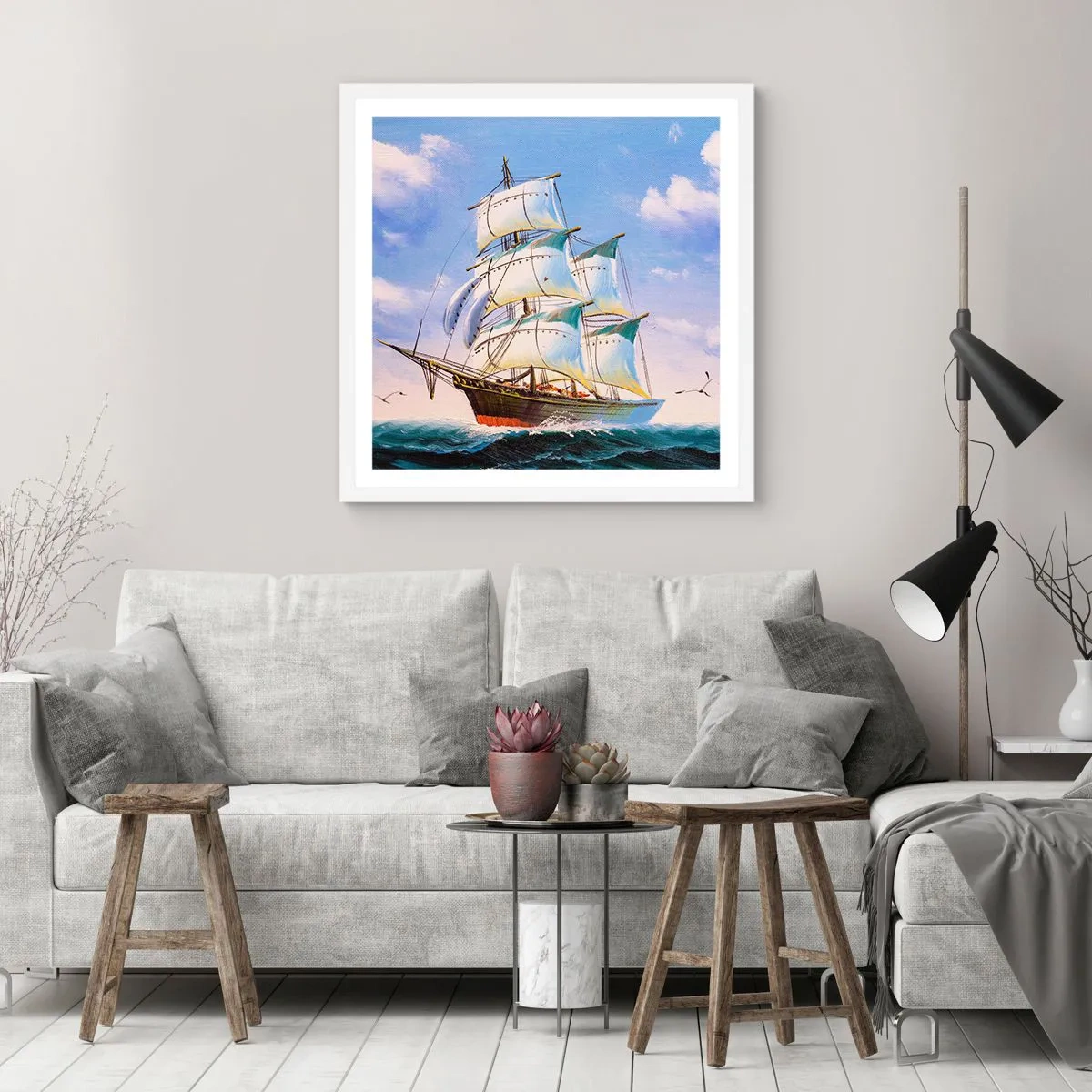 Plagát v bielom ráme - Hrdo s vetrom - 60x60 cm