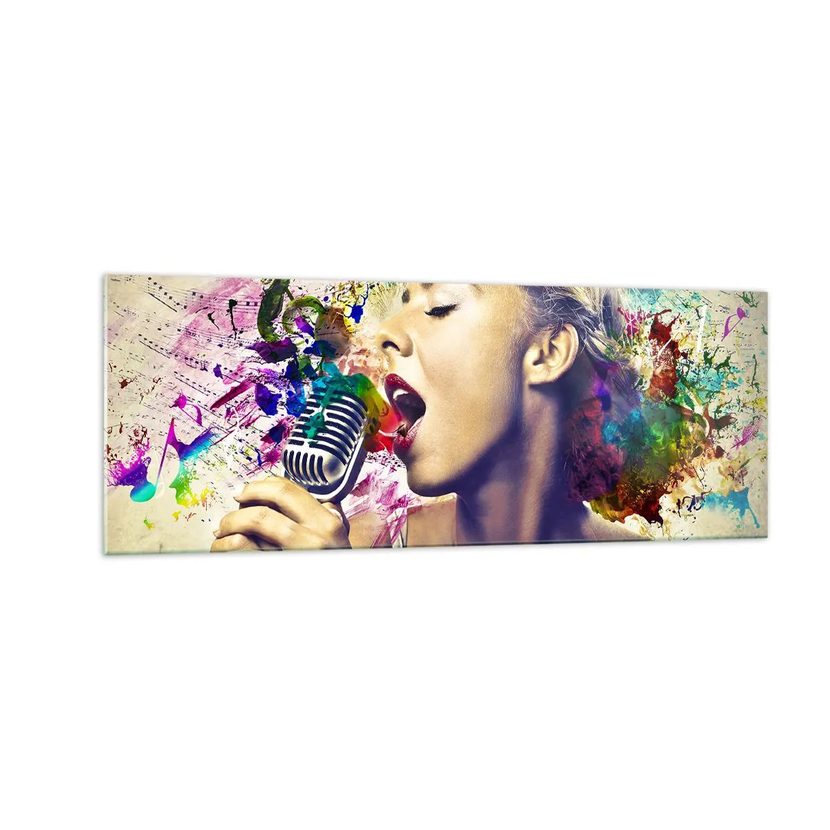 Obraz na skle - Pomaľovať hlasom svet - 140x50 cm