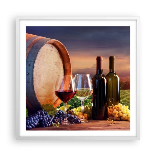 Plagát v bielom ráme - Tu má život chuť - 60x60 cm
