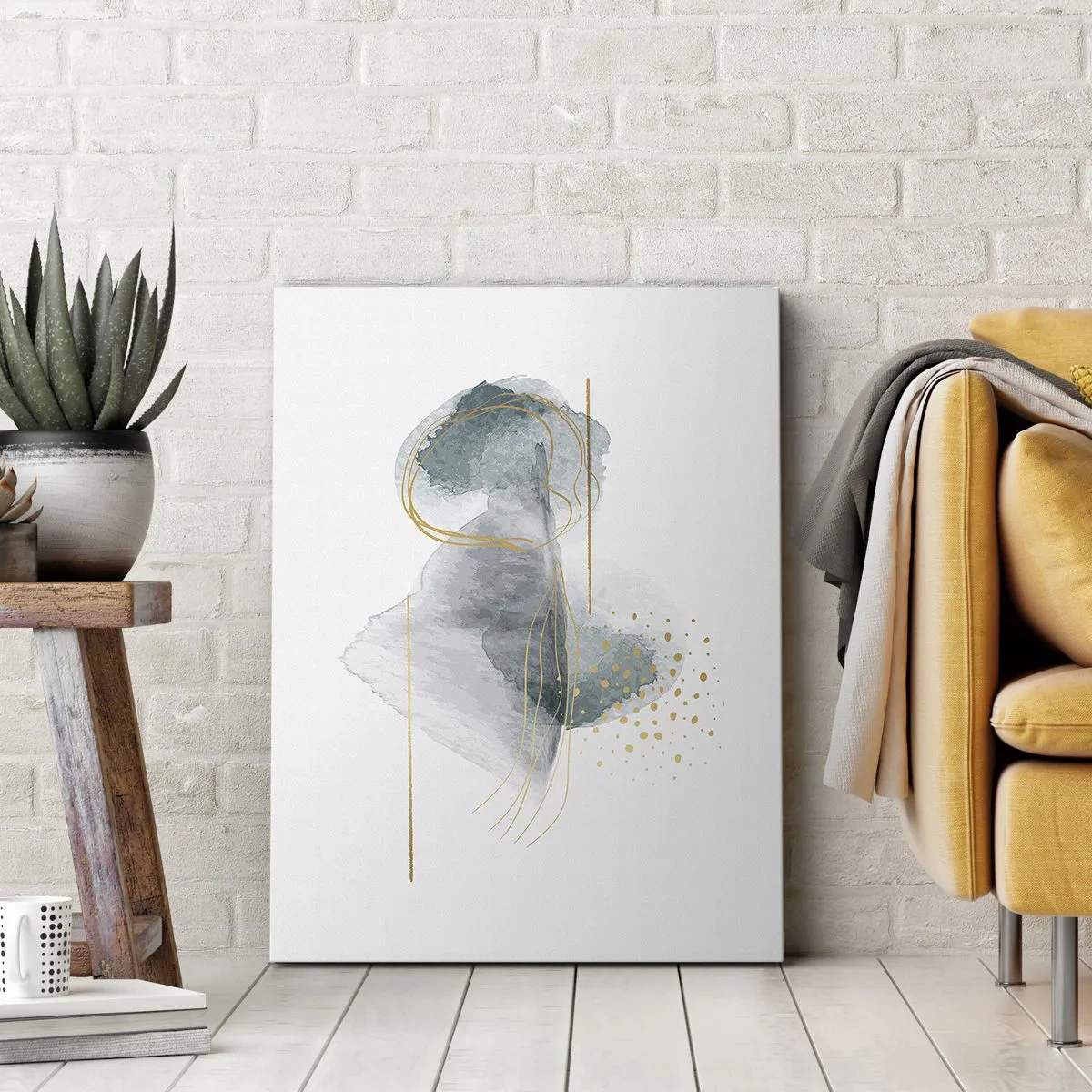 Obraz na plátne - O vzťahu medzi šedou a zlatou - 55x100 cm