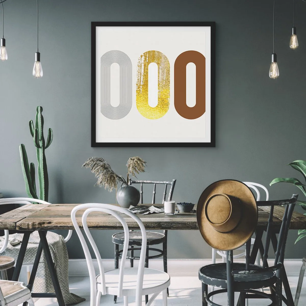 Plagát v čiernom ráme - Ooo! - 60x60 cm