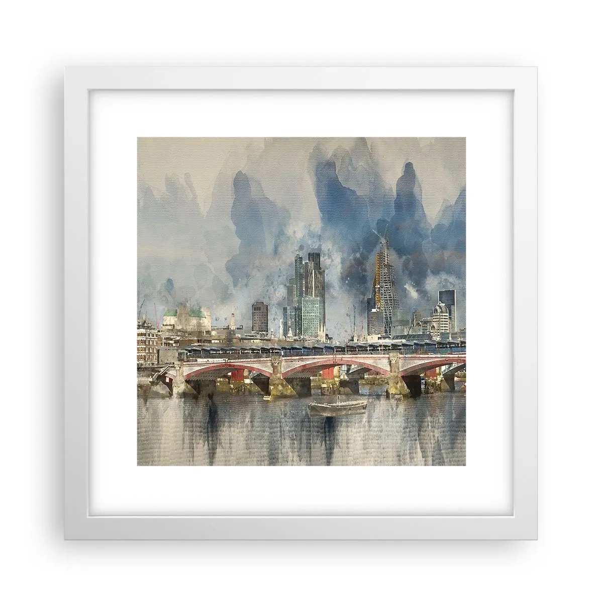 Plagát v bielom ráme - Londýn v celej svojej kráse - 30x30 cm
