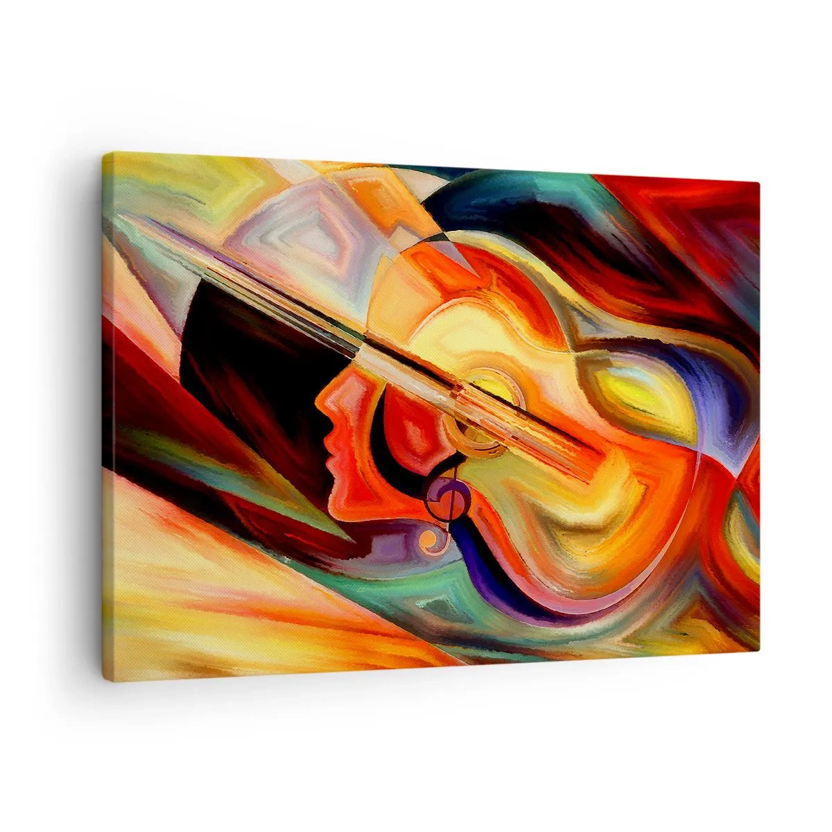 Obraz na plátne - Farebná abstrakcia inšpirovaná hudbou a gitarou - 70x50cm - Všetko je v poriadku - Moderná nástenná dekorácia do obývacej izby a spálne ARTTOR