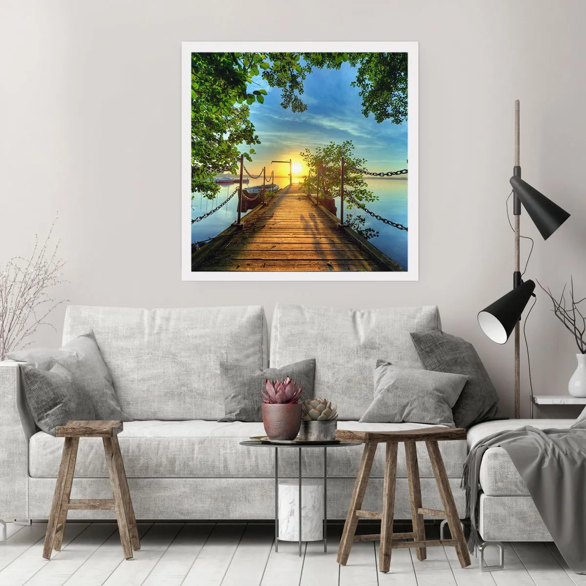 Plagát - Západ pri vode - 60x60 cm