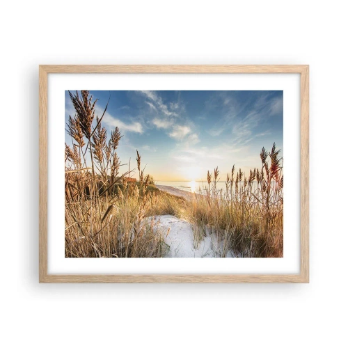 Plagát v ráme zo svetlého duba - Severná pláž - 50x40 cm