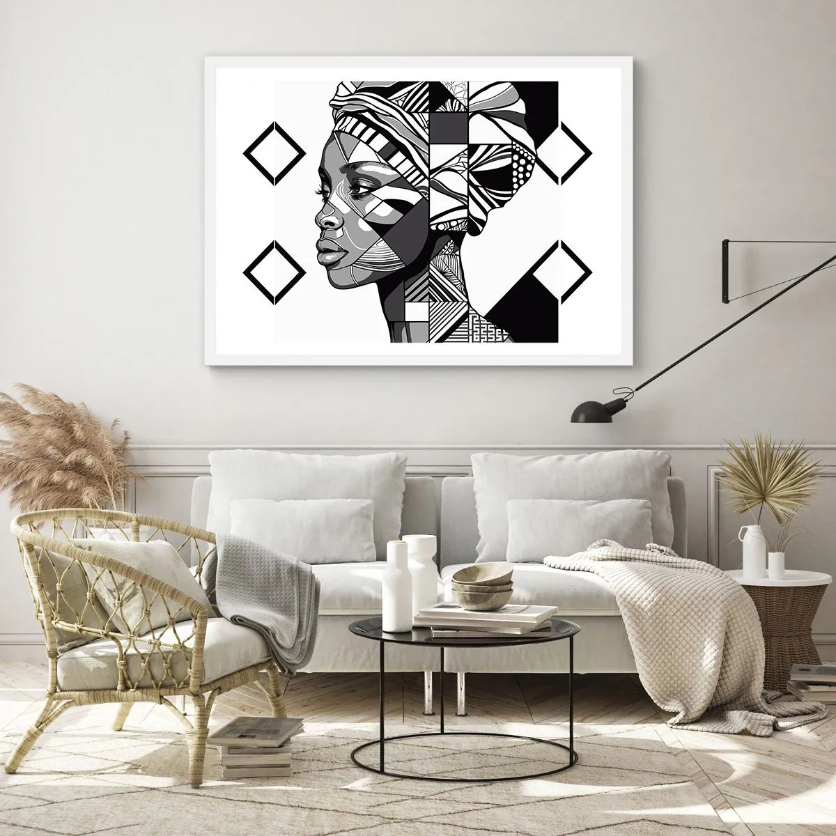 Plagát v bielom ráme - Etnický portrét - 100x70 cm