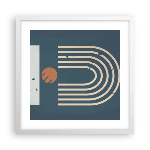 Plagát v bielom ráme - Geometria v námorníckej modrej - 40x40 cm