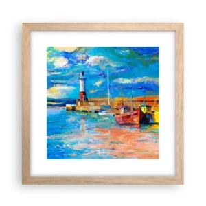 Plagát v ráme zo svetlého duba - Popoludní v dúhovom zálive - 30x30 cm