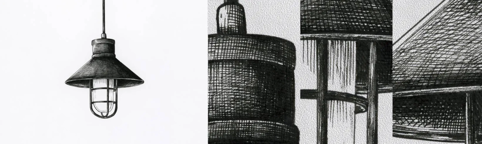 Vzorka fototapety Premium Sand - Ako pred rokmi… - Lampa, Kreslenie, Ceruzka - 100x30 cm