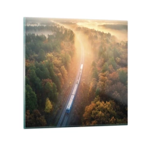 Obraz na skle - Jesenná cesta - 60x60 cm