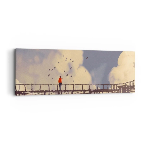 Obraz na plátne - Modrý stesk - 90x30 cm