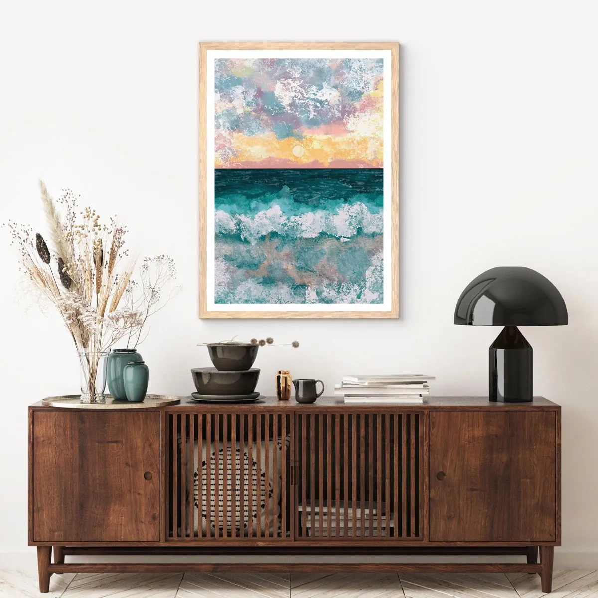 Plagát v ráme zo svetlého duba - Voda, svetlo, vzduch - 50x70 cm