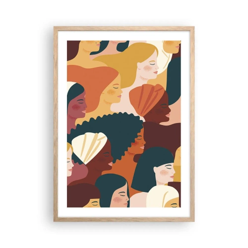 Plagát v ráme zo svetlého duba - Iba ženskosť - 50x70 cm