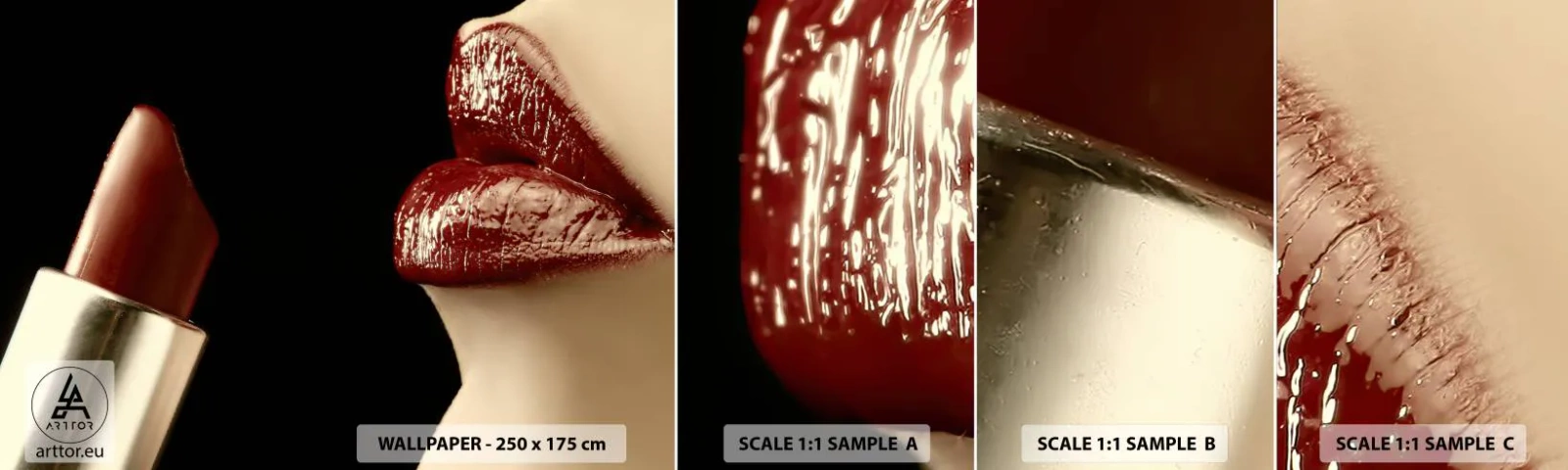 Vzorka Fototapeta Standard Eco - Zmyselnosť a lesk karmínu - Ľudia, Žena, Makeup - 100x30 cm
