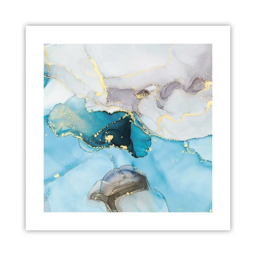 Plagát - Štúdia o stretnutí šedej a tyrkysovej - 40x40 cm