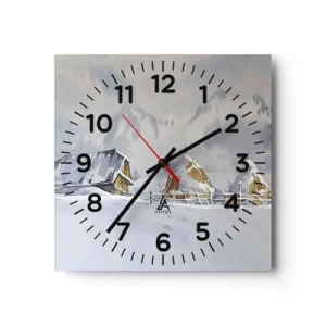 Nástenné hodiny - V zasneženom údolí - 30x30 cm