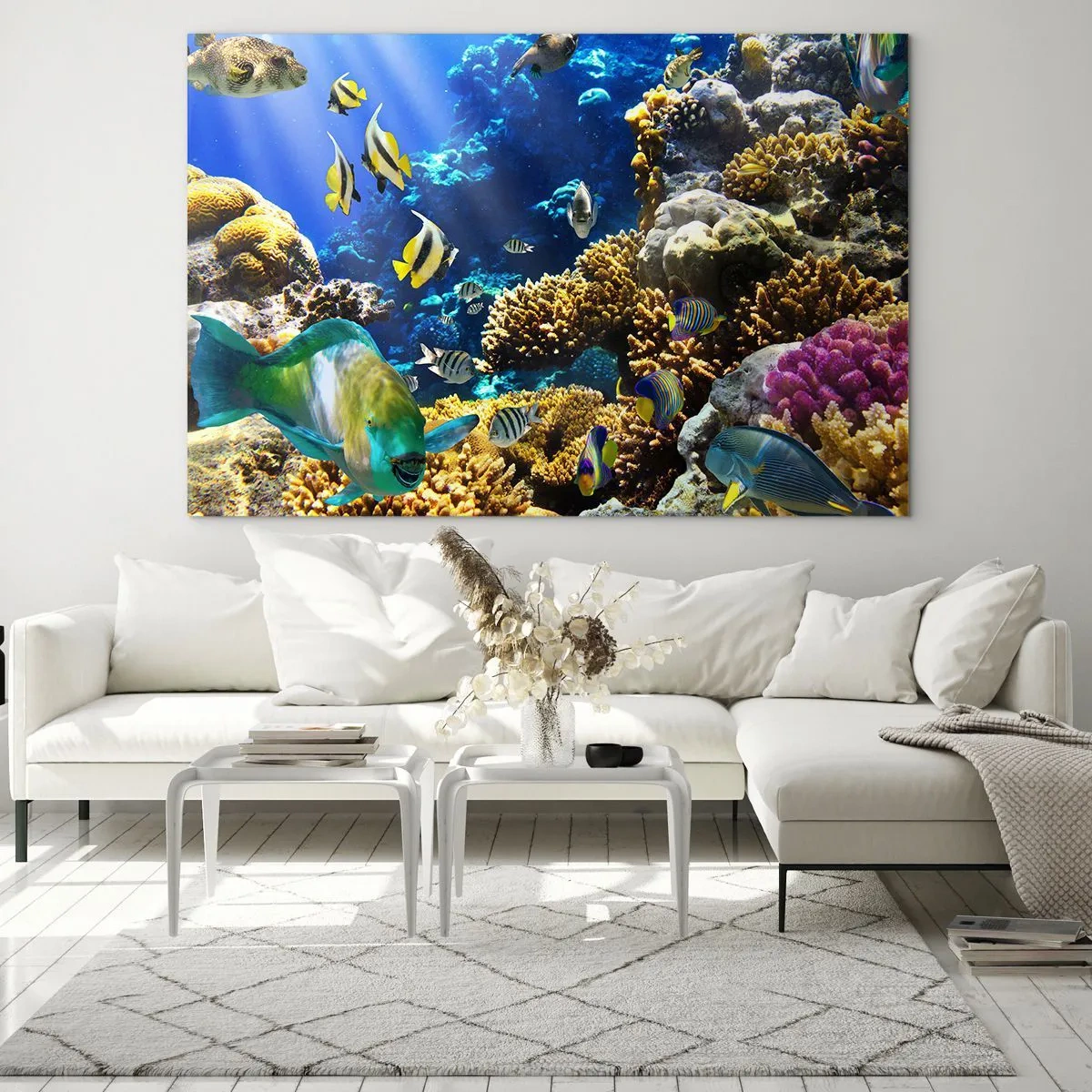 Obraz na skle - Veľká prevádzka na prázdninovom chodníku - 120x80 cm