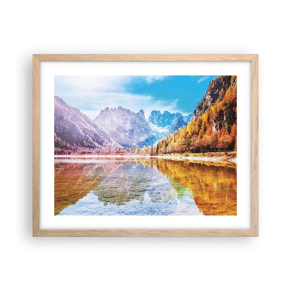 Plagát v ráme zo svetlého duba - A v horách už je jeseň - 50x40 cm