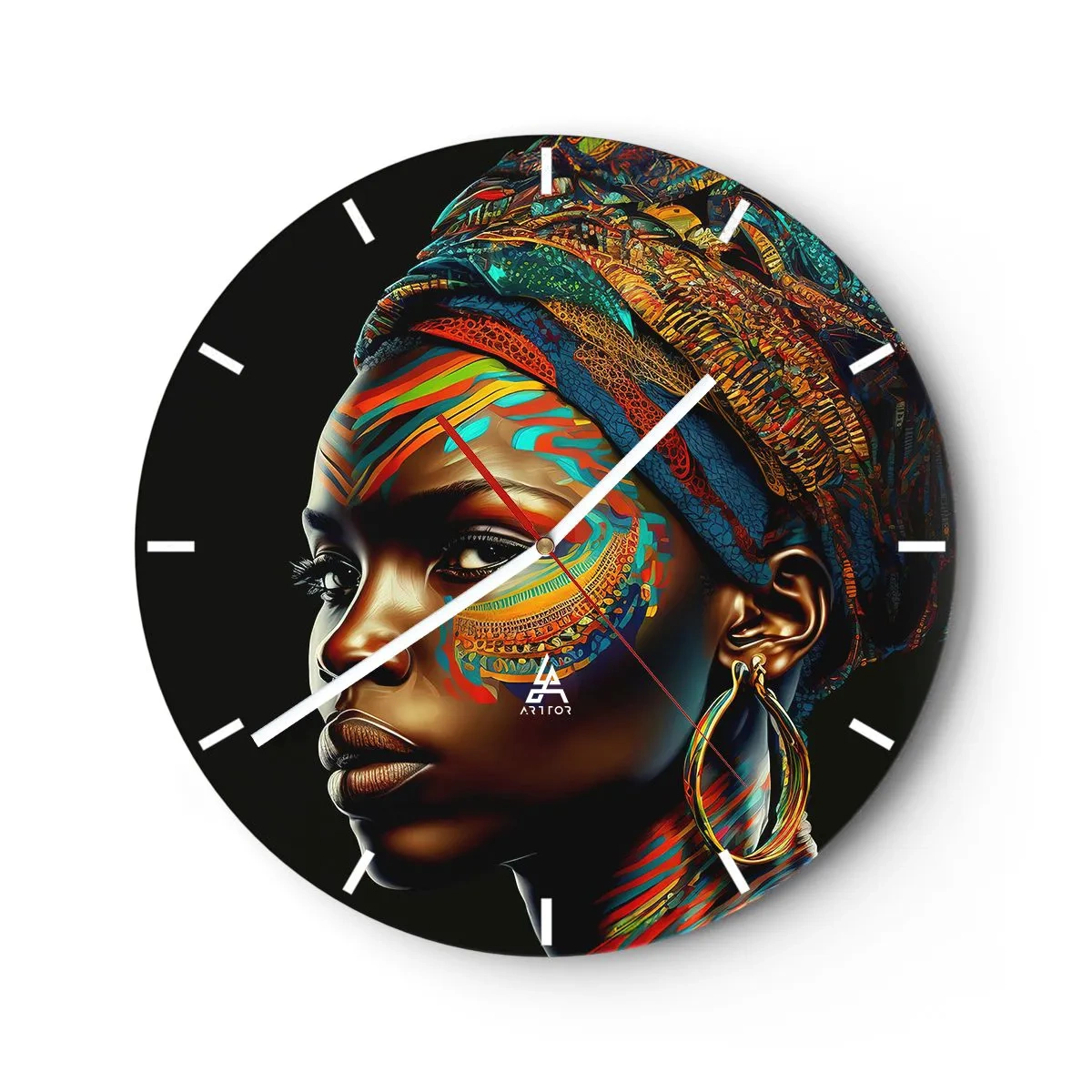 Nástenné hodiny - Africká kráľovná - 30x30 cm