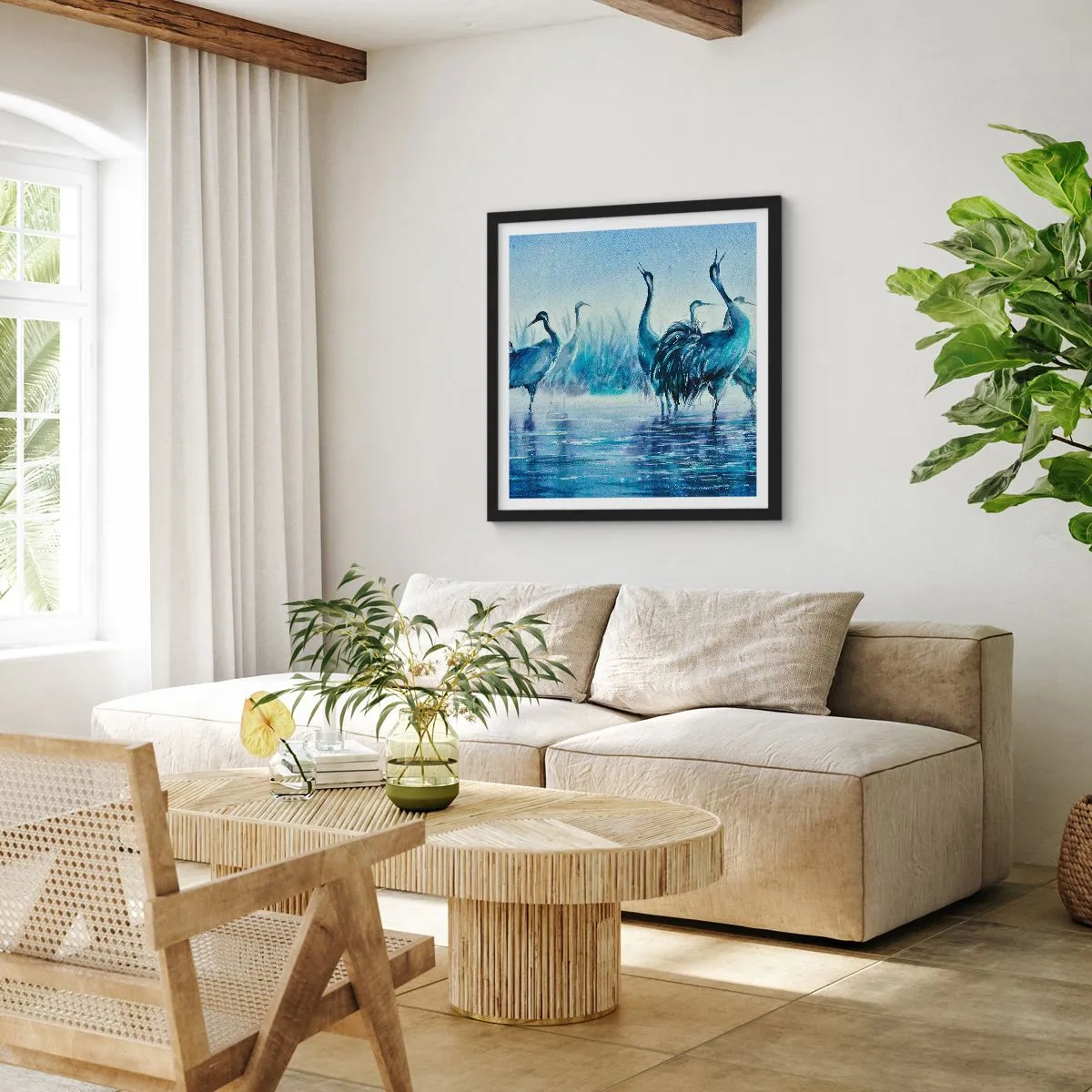 Plagát v čiernom ráme - Ranné stretnutie - 30x30 cm