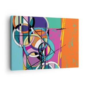 Obraz na plátne - Farebná abstrakcia s geometrickými kruhmi - 70x50cm - Kruh za kruhom - Moderná nástenná dekorácia do obývacej izby a spálne ARTTOR