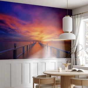 Fototapeta Standard Eco - Bez konca - Krajina, Mólo, Západ slnka - 400x280 cm